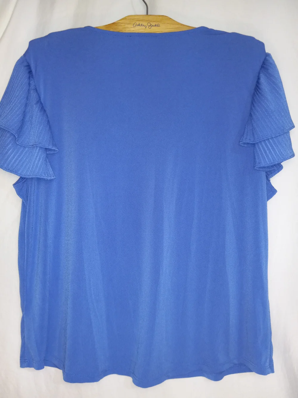 Adrianna Papell Cobalt Blue V-Neck Button Front Top with Flutter Sleeves